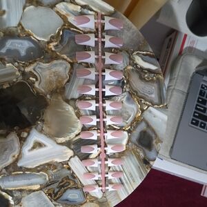 Pink and White Press-On Nails